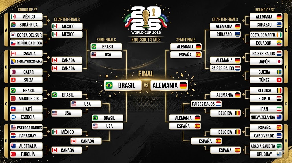 FIFA World Cup 2026 Knockout Bracket Visual Prompt — AI prompt example World Cup 2026