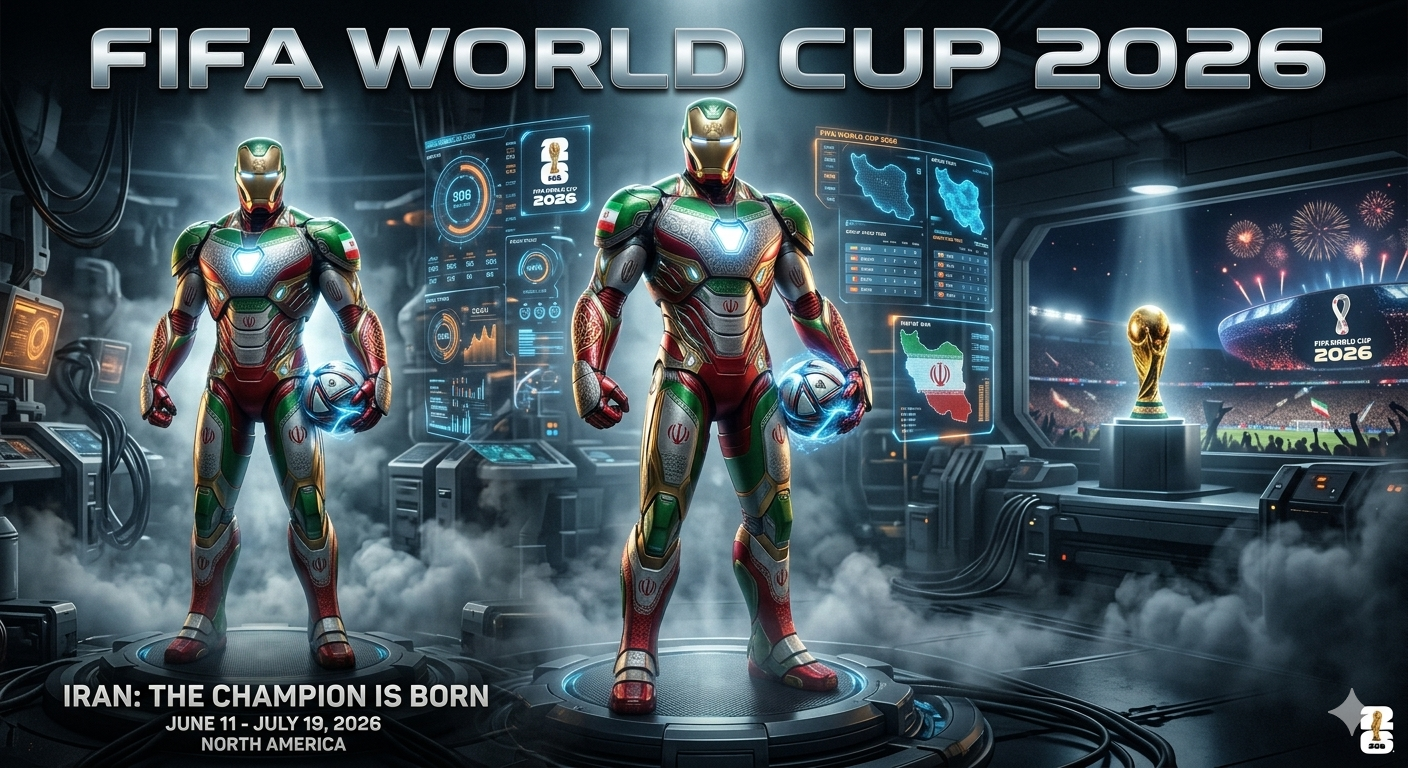 Futuristic World Cup Champion – Tech Armor Hero Poster AI prompt World Cup 2026