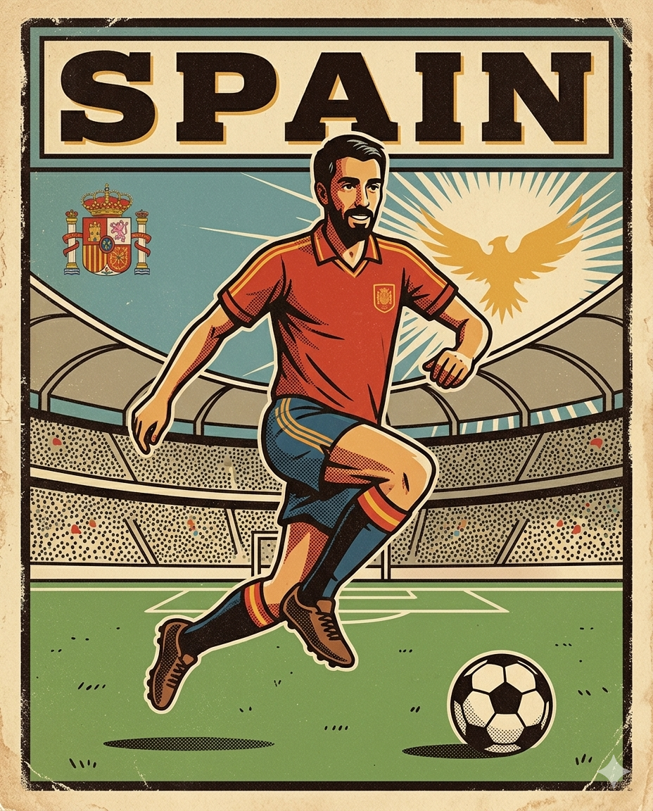 Vintage Propaganda Football Poster – Retro WPA Sports Art AI prompt World Cup 2026