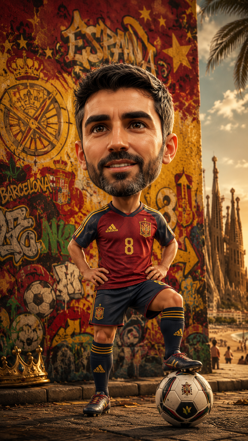 Chibi Football Hero – Stylized Spain Player Cultural Portrait AI prompt World Cup 2026