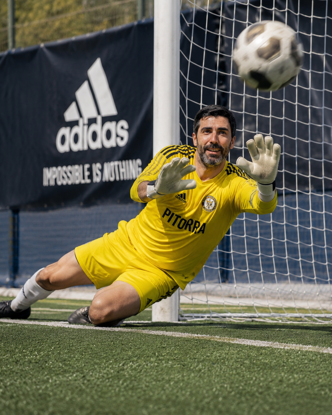 Dynamic Goalkeeper Save – Cinematic Outdoor Soccer Match Photography AI prompt World Cup 2026