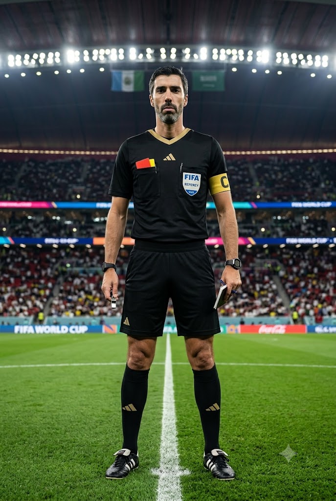 Ultra-Realistic Image – FIFA World Cup 2026 Referee Professional Portrait Masterpiece AI prompt World Cup 2026