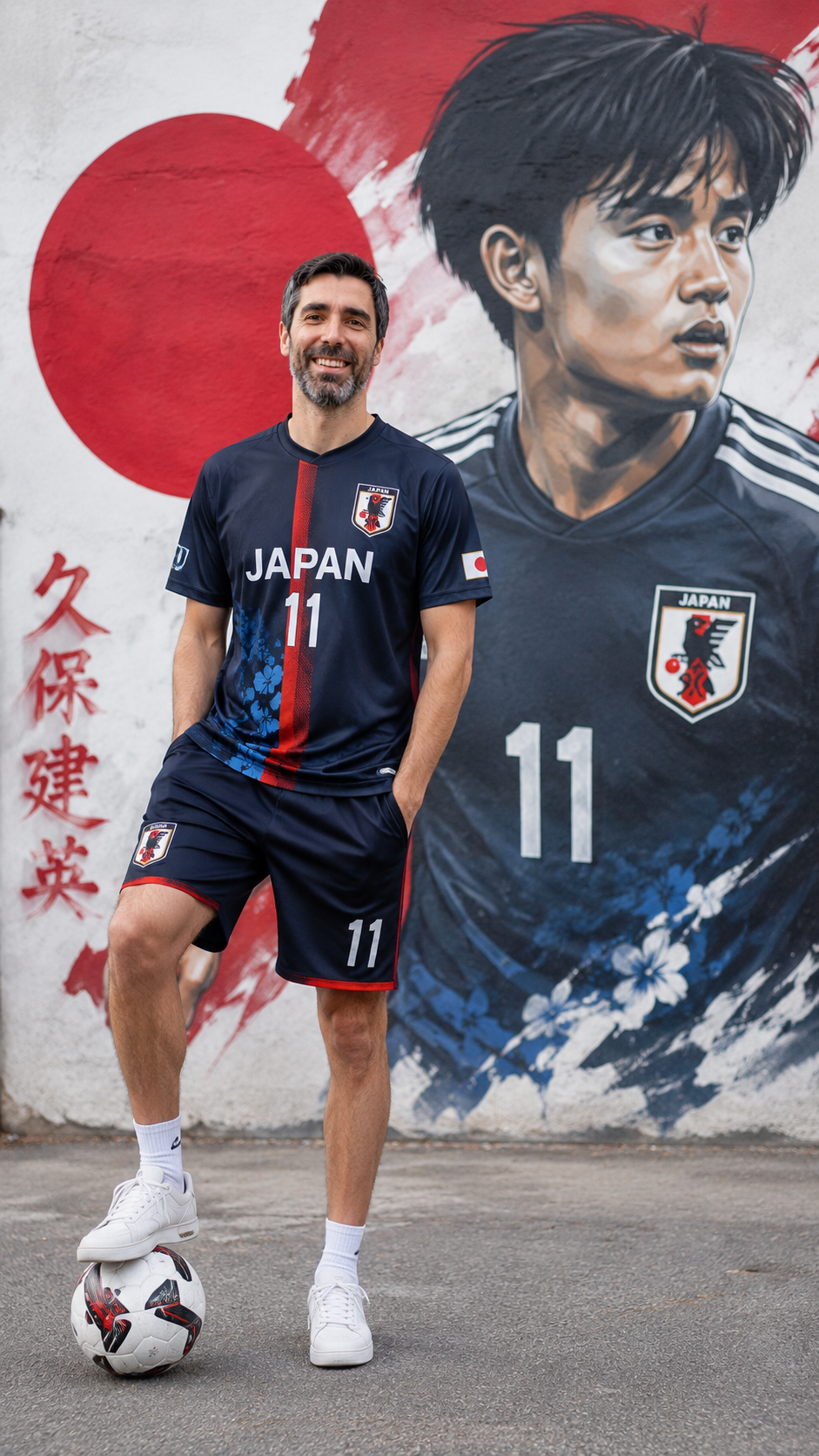 Ultra-Realistic DSLR Portrait – Japan Football Jersey Editorial Masterpiece