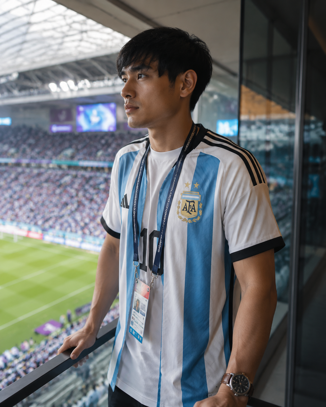 Photorealistic VIP Stadium Portrait – Modern Sports Lifestyle Editorial Masterpiece